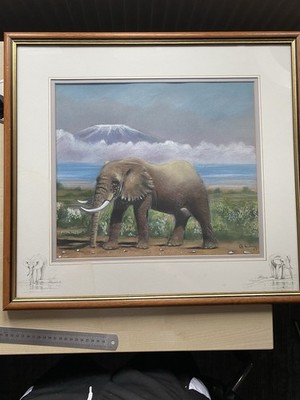 Kilimandscharo Landschaft mit Elefant tolles Bild d Schäferstil