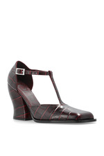 LOEWE Onda Burgundy Leather 100mm Heel Sandal...