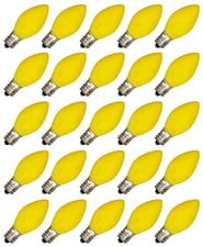Box of 25 Light Bulbs - Opaque Yellow, Steady Burning, 7 Watt, C7 -E12 