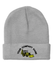 Your Text Here Custom Backhoe Loader Embroidered Beanie Skully Hat Cap