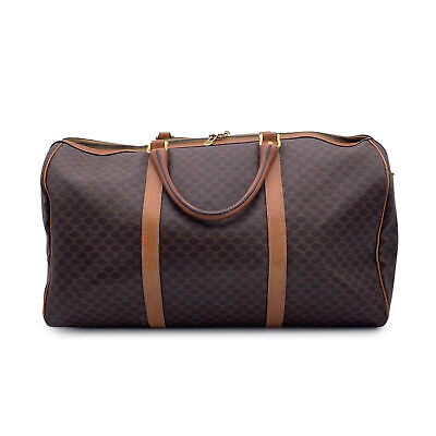 Authentic Celine Vintage Brown Macadam Canvas Duffel Duffle Authentic Celine Vintage Brown Macadam Canvas Duffel Duffle