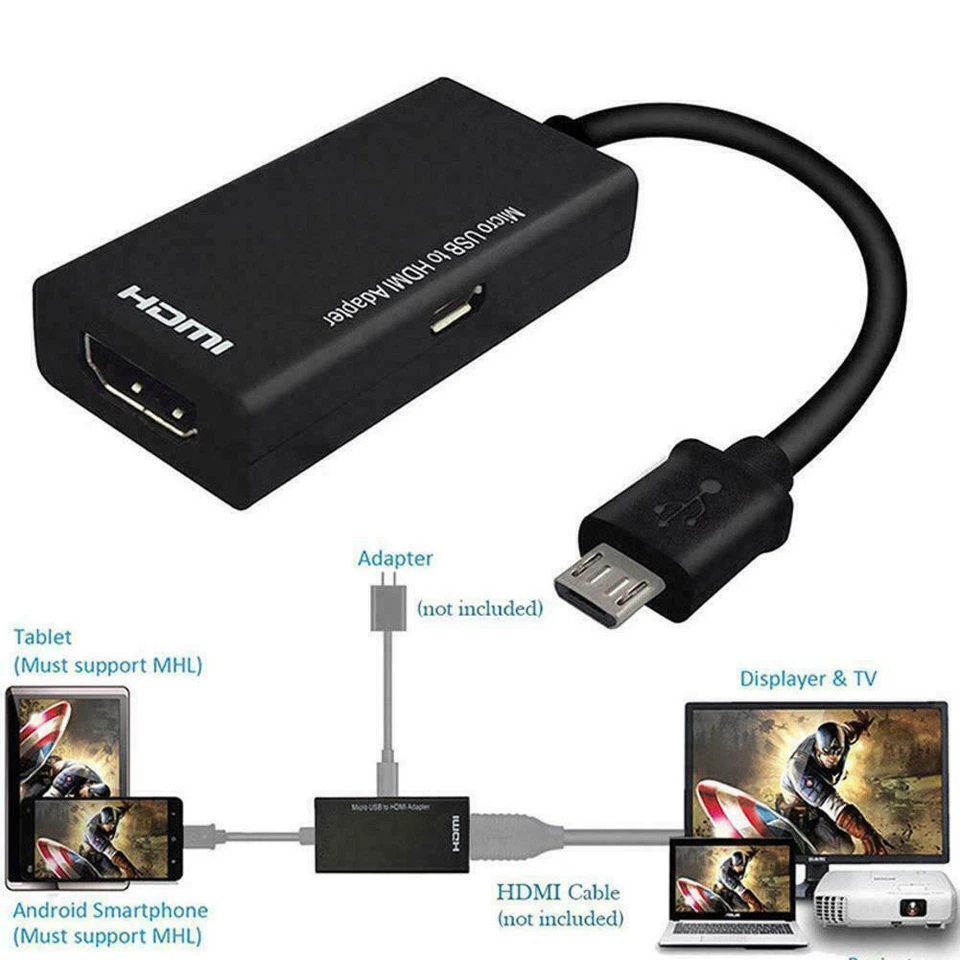 Micro USB zu auf HDMI MHL Adapter Kabel Konverter für Smartphone Handy 1080P DE - Bild 4 von 4