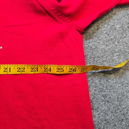Quacker Factory Sweater Women Size 3X Red Faux Fur Trim Rhinestone Sparkle Knit - Picture 5 of 8