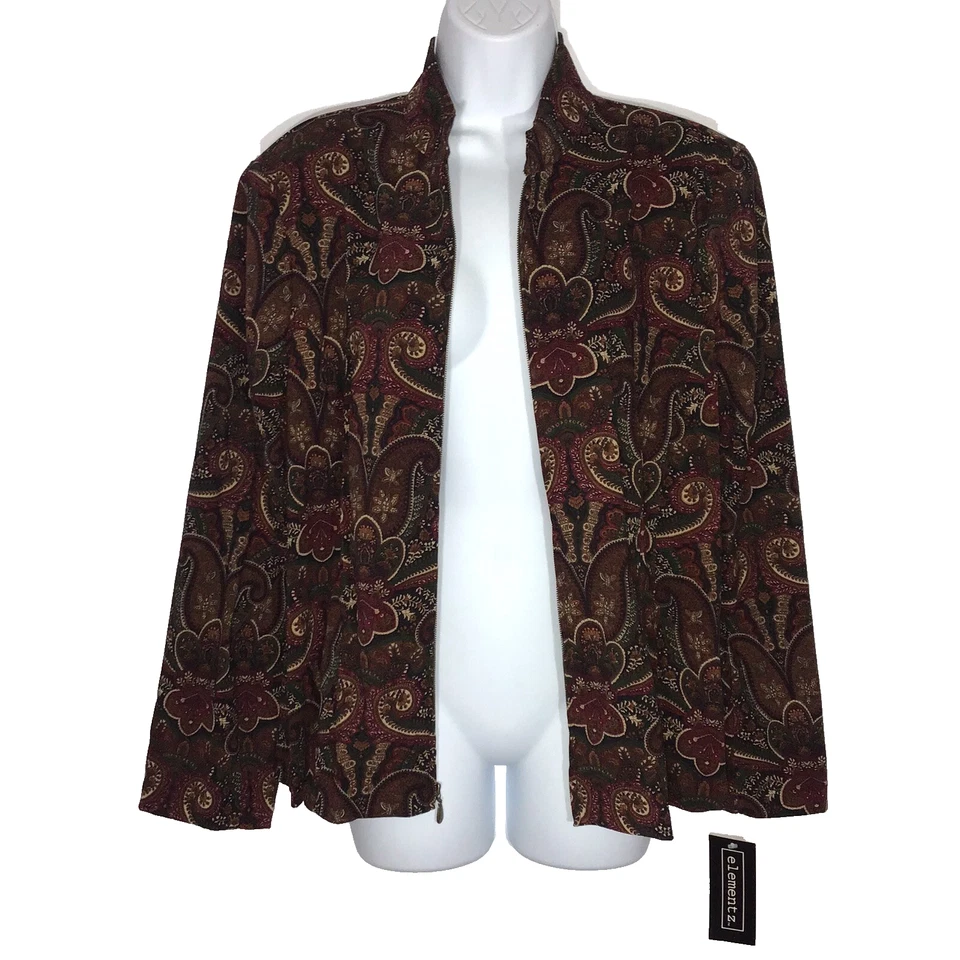 Elementz Jacket Womens Size XL Multicolor Paisley Floral Print Full Zip NEW - Image 4 of 4