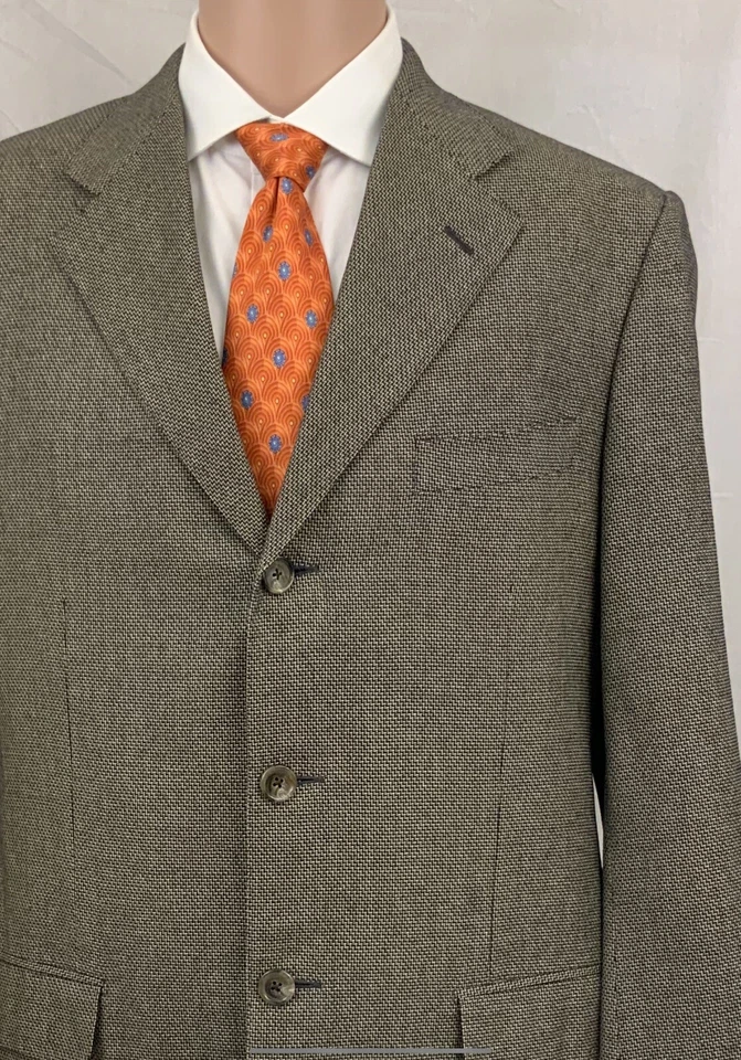 Corneliani Blazer 42L Brown Check Silk Wool 3 Btn Made In Italy YGI W1-29 - Image 3 of 4