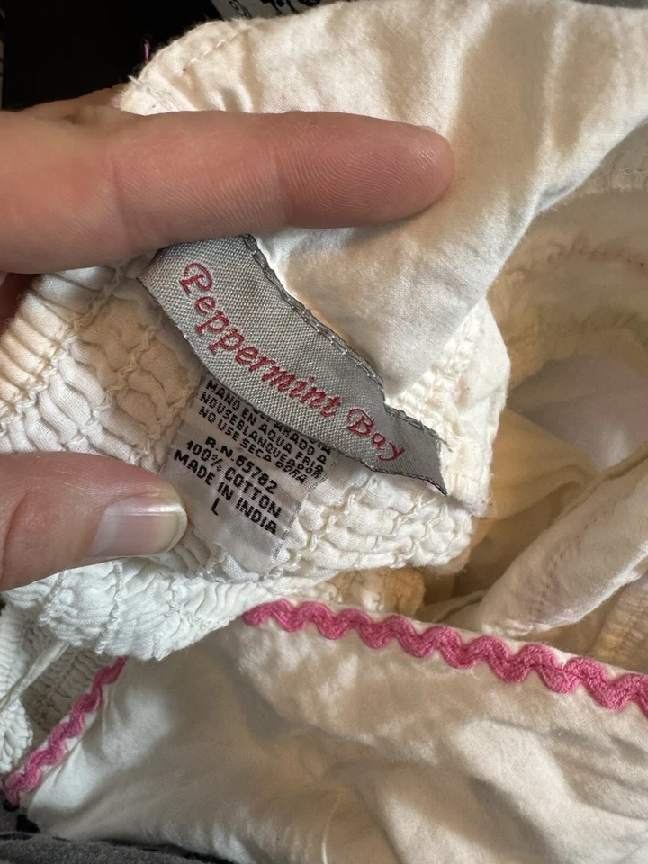 Peppermint Bay Womens Dress Sz L Sleeveless Babydoll Y2K Ric Rac Trim Beachy - Image 4 of 4