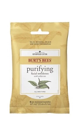 (2) Burt's Bees Facial Cleansing Towelettes w/ White Tea Extract - 10 Wipes Each