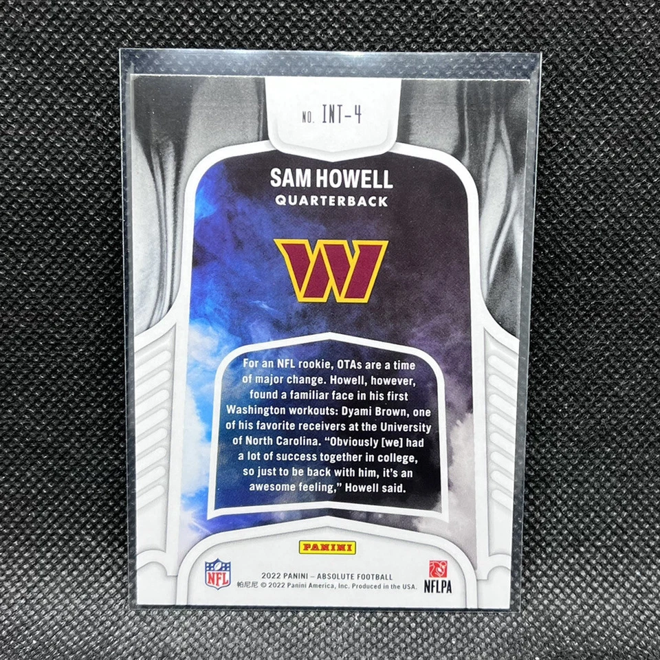 Sam Howell #INT-4 Rookie Card 2022 Panini Absolute Football Commanders RC - Image 2 of 2