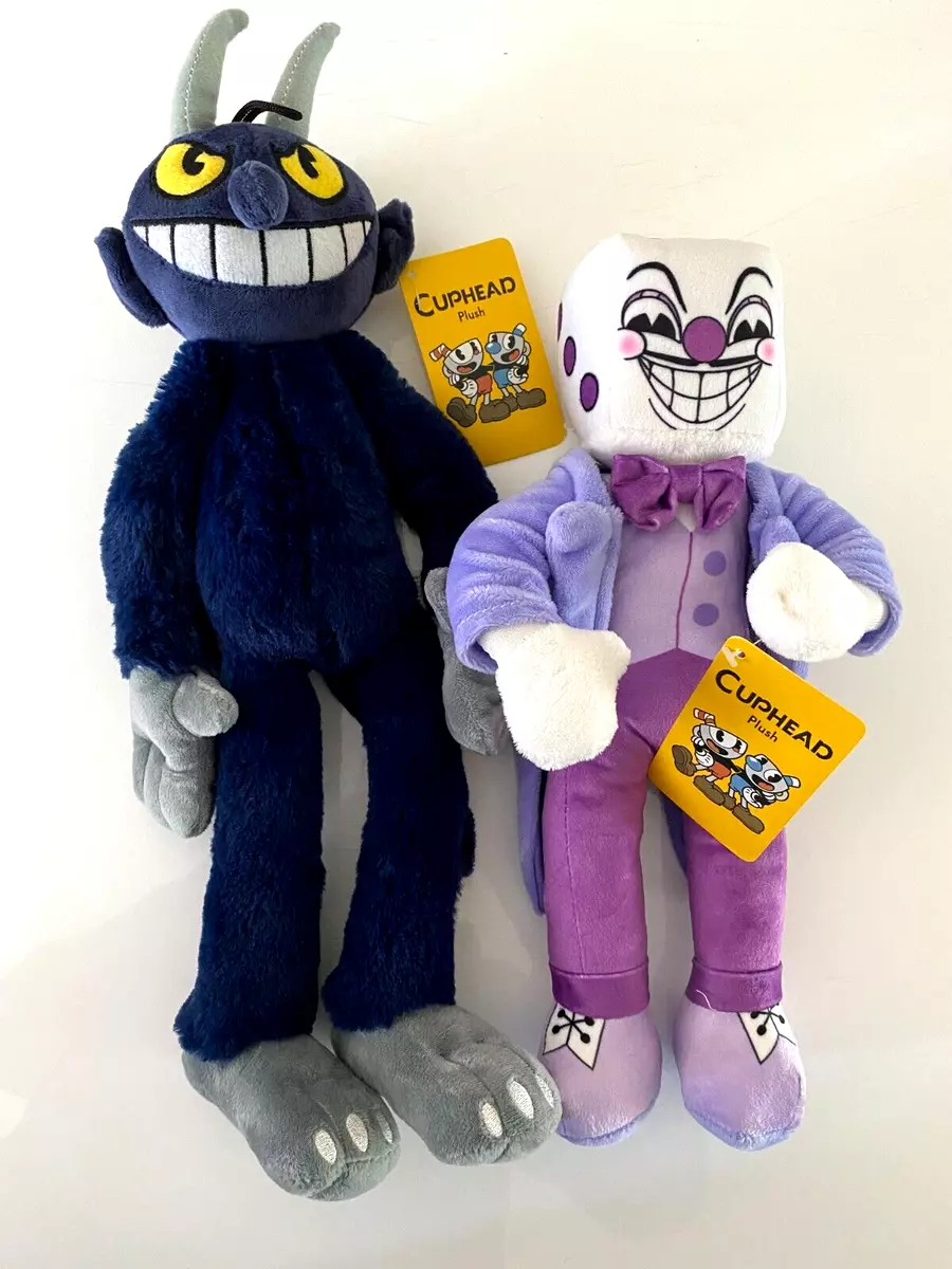 Set of 2 Toys Cuphead Plush Devil and King Dice 13-15 inches. NWT.  Collectible