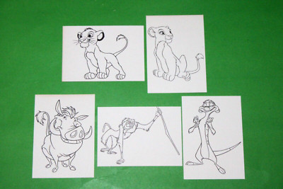 1994 THE LION KING SERIES 1 COLOR-IN INSERT 5 CARD SET DISNEY CARTOON WALMART