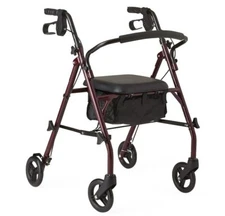 Rollator Walker Seat 6" Wheels 350 lbs Storage Bag Adjustable Arms Steel Walker