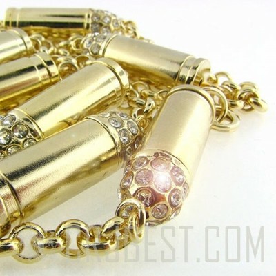 14K Gold Plated Diamond Iced Bullet Hip 