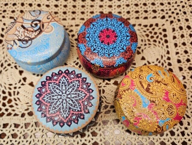 New 4 Scents 100% Soy Wax Decorative Scented Tin Jar Candle w/ Lid 4.4 ...