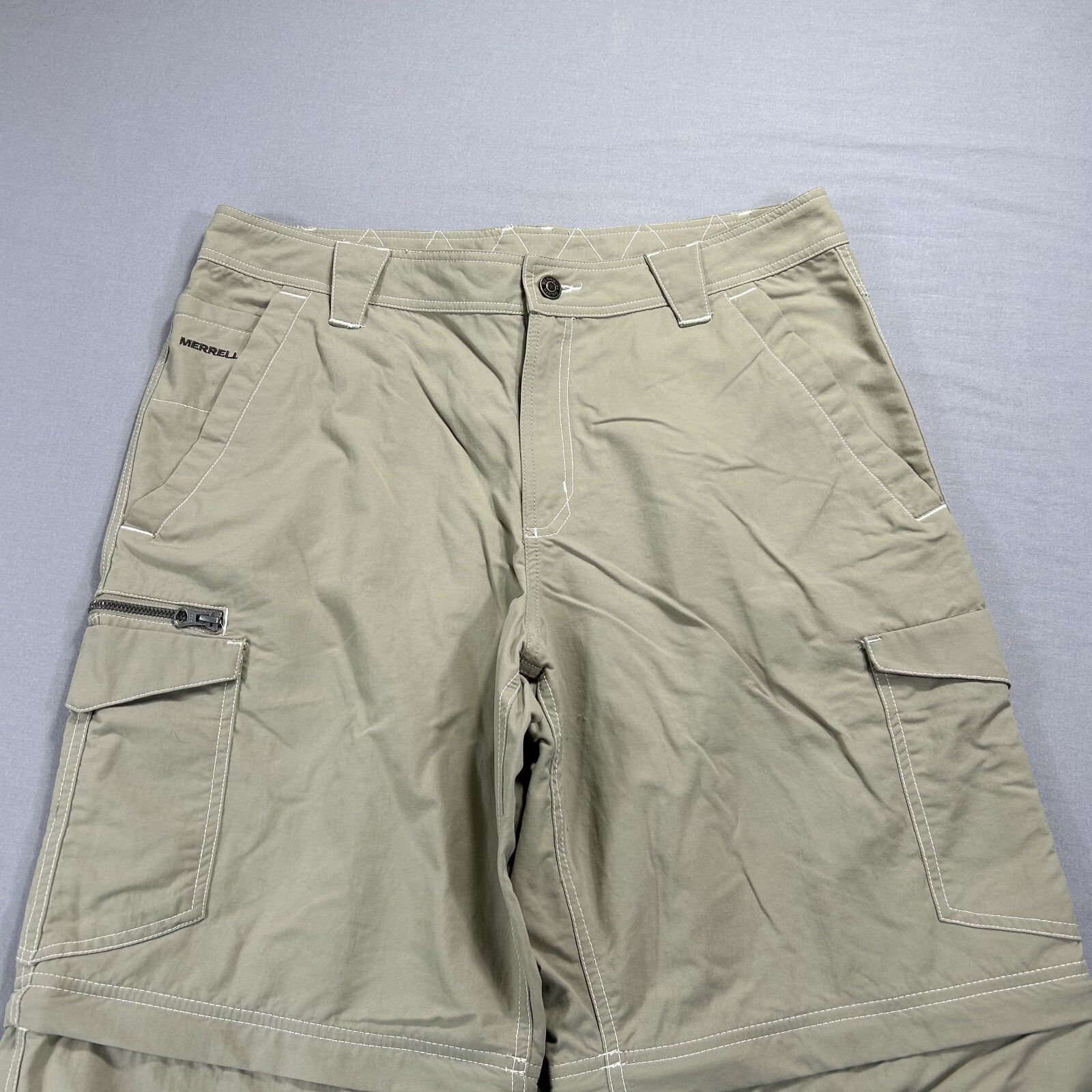 Merrell Pantalone Uomo 34x30 Beige Convertibile Cargo Nylon Escursionismo Outdoor Pantaloncini