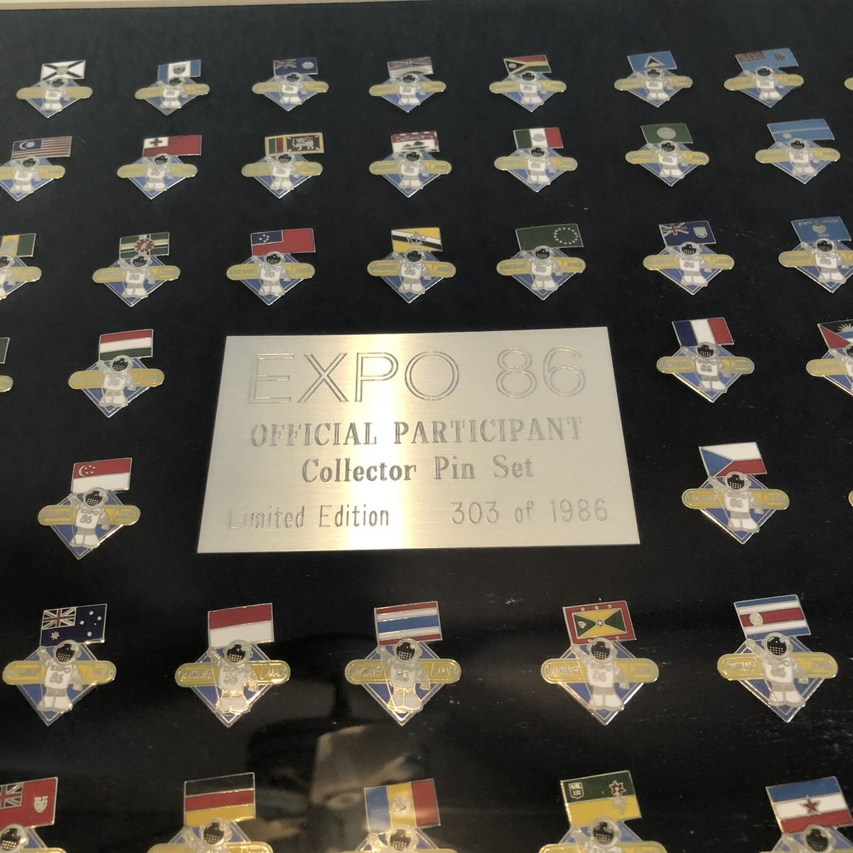 Expo 1986 Worlds Fair Official Participant Collector Pin Set