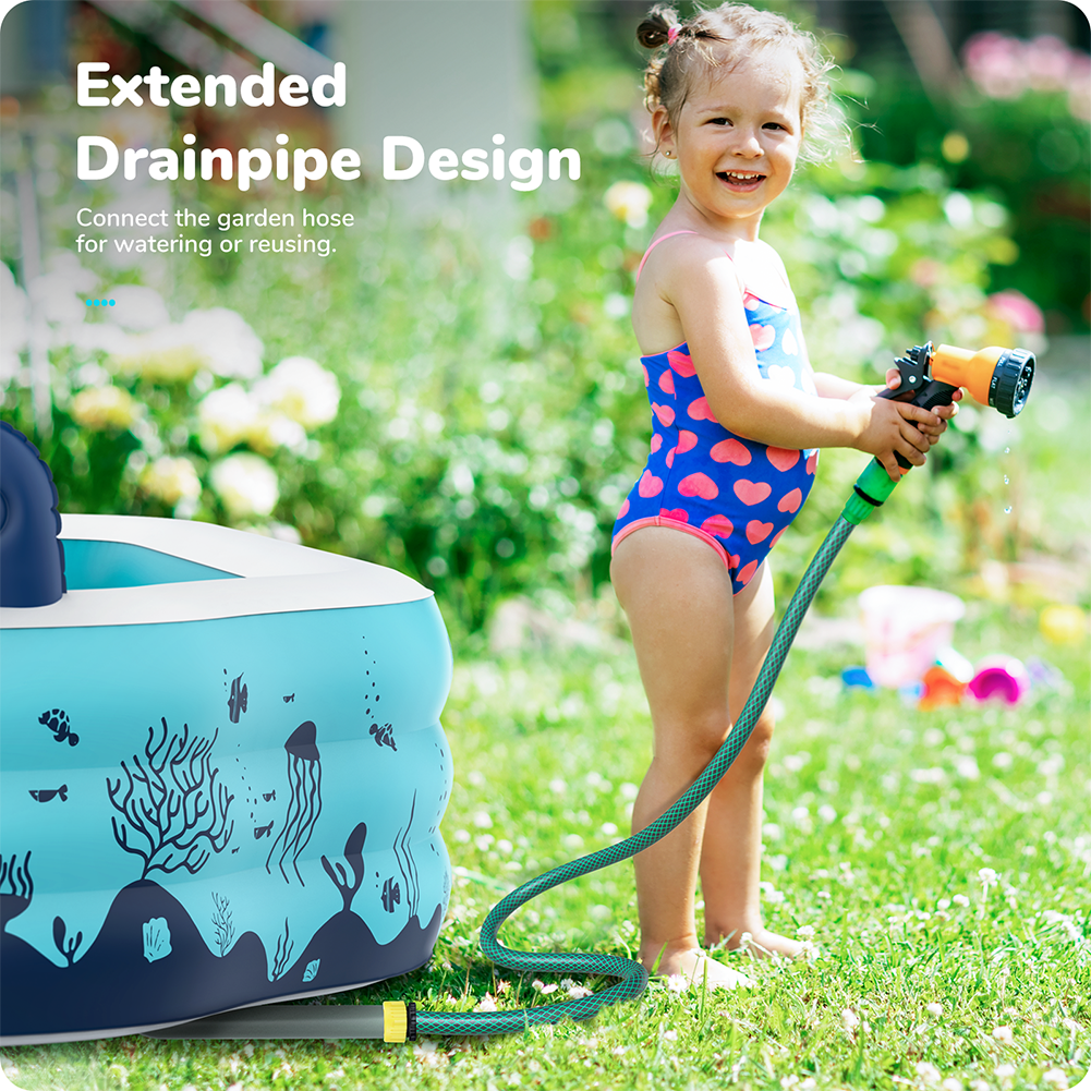 US Extra Large Inflatable Swimming Pool 122''x 71''x 20'' Outdoor Blow