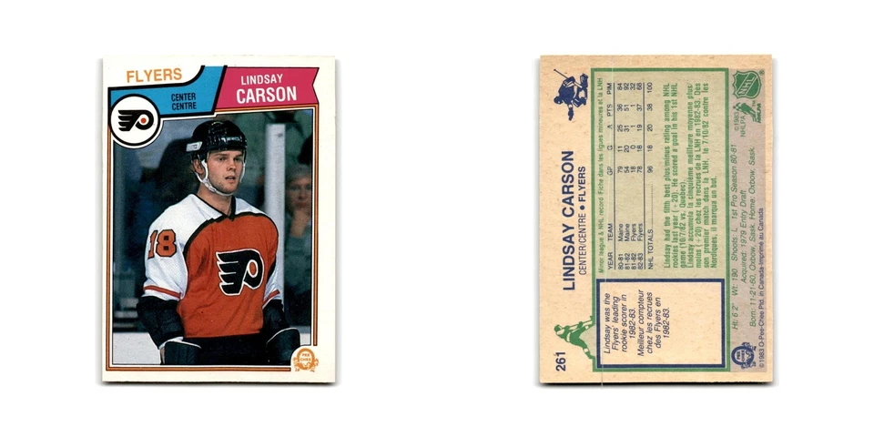 1983 O-Pee-Chee Lindsay Carson RC Philadelphia Flyers #261 - Image 3 of 3