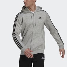 adidas Performance ESSENTIALS 3-STRIPES FLEECE HOODIE DX2528 Coal
