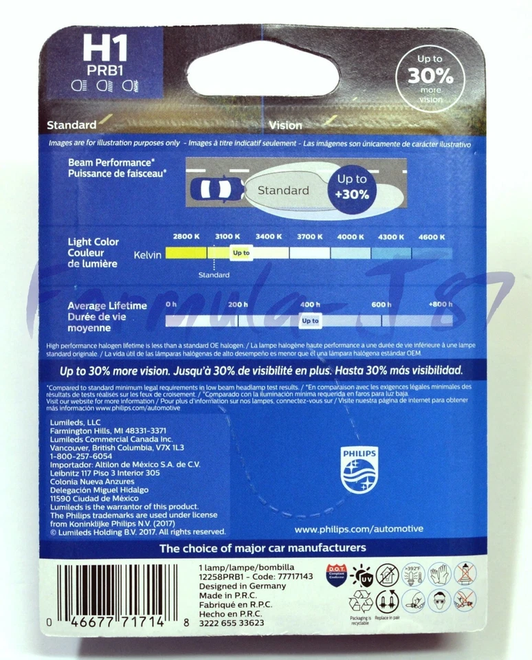 Philips Vision 30% H1 55W Dos Bombillas Cabezal Luz Repuesto Plug Play Luz Alta Foto 3 de 4