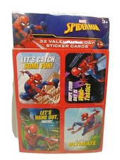 Spider-Man Sticker Valentines 32 kids classroom in 4 Designs New Ages 3 