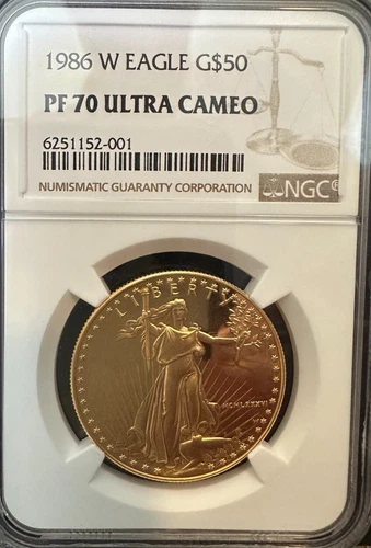 1986-W $50 American Gold Eagle 1 Oz Gold PF70 UCAM NGC