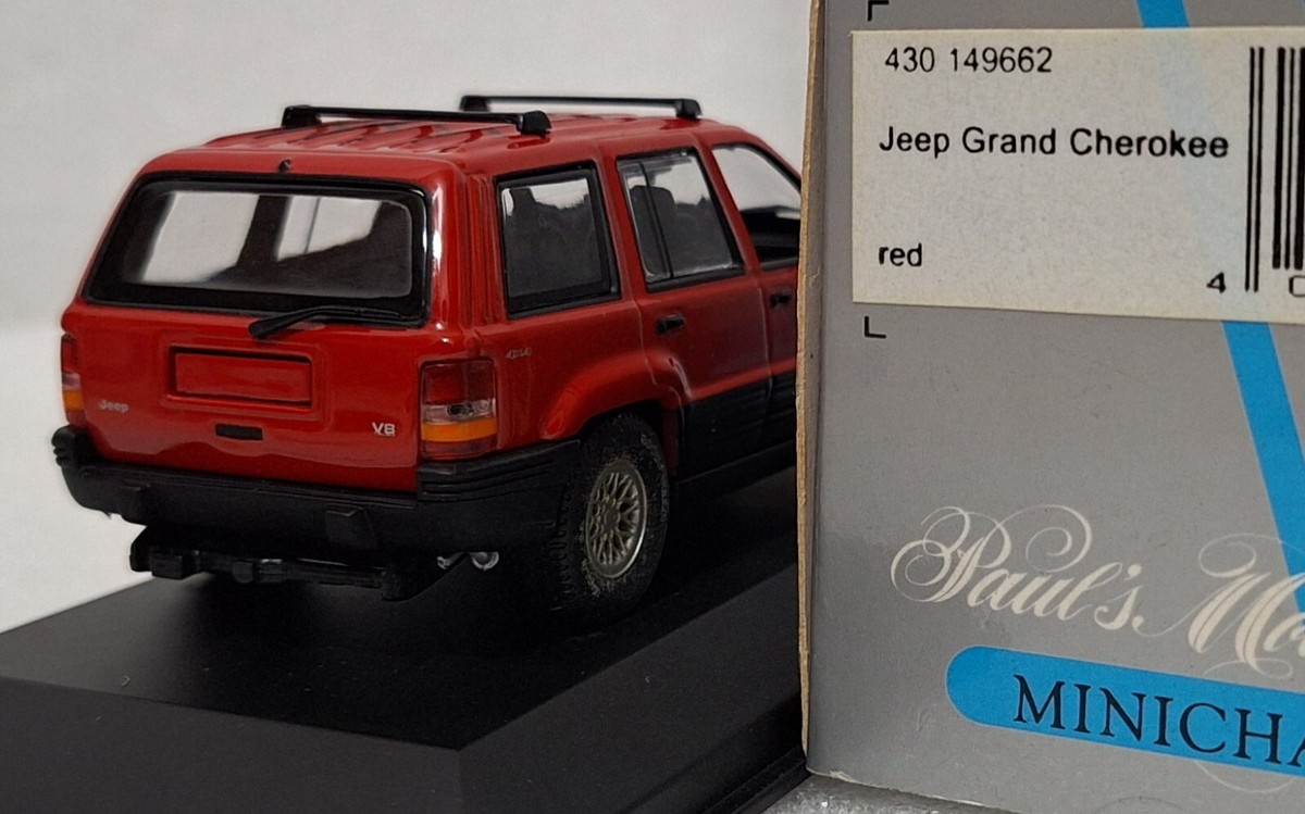 2) Jeep Grand Cherokee V8 1995 Red 1:43 Minichamps 430149662 2) Jeep Grand Cherokee V8 1995 Red 1:43 Minichamps 430149662