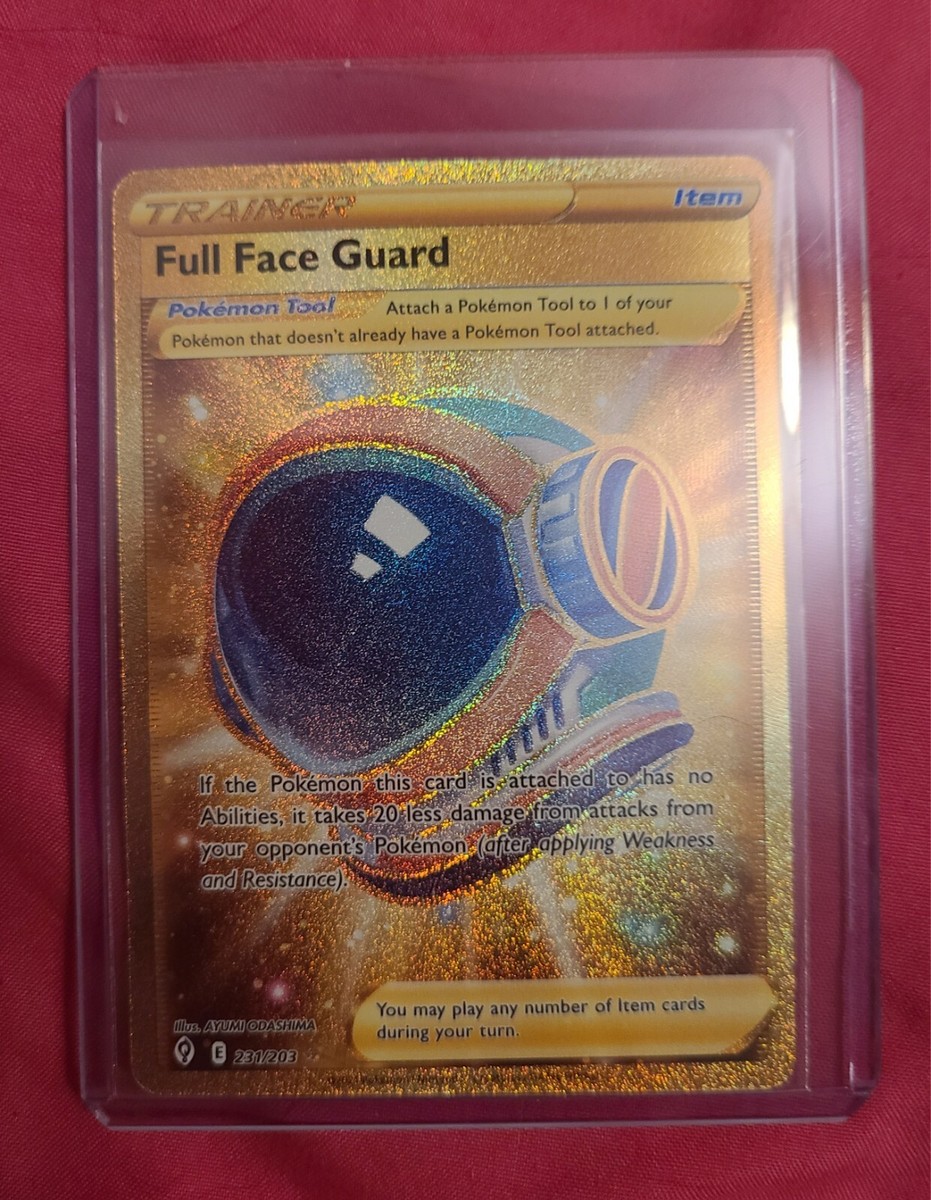 Pokemon Evolving Skies Full Face Guard 231/203 Gold Secret Rare NM Pokemon Evolving Skies Full Face Guard 231/203 Gold Secret Rare NM