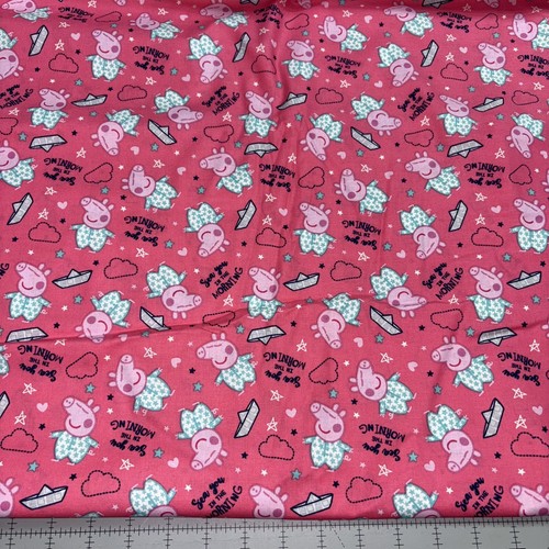 Peppa Pig On Pink Cotton Fabric Yard BTY 44" Wide Toss Characters Quilting craft - Picture 3 of 3