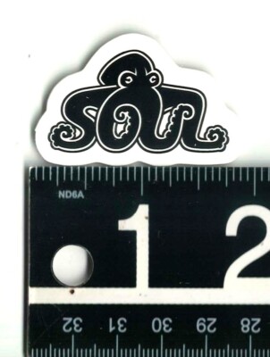 Soul Octopus Surfboards Small Sticker 1.9 in x 1.2 in Black/White Decal