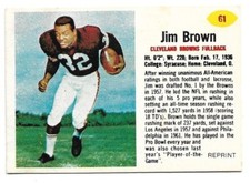 Jim Brown 1962 Post Cereal REPRINT #61 Cleveland Browns  HOF