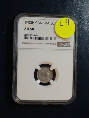 1903H Canada Five Cents NGC AU50 LH BETTER DATE SILVER 5C Coin BUY IT NOW!