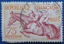 France oblitéré, n°965, 75F hippisme, 1953