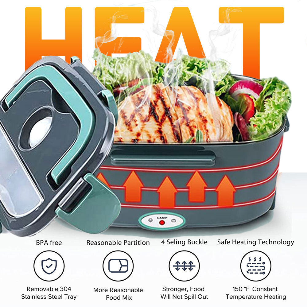 Electric Heating Lunch Box 110V Portable Car Food Heater Bento Warmer