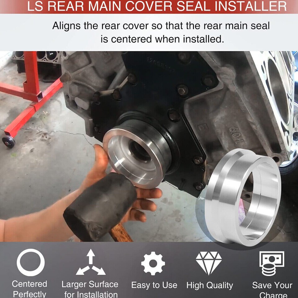 for LS Rear Main Cover Alignment Seal Install Tool GM Gen III IV 4.8 5. ...