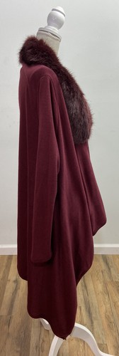 Say What NWT Burgundy Red Fur Collar Cape Duster Women’s Plus 1x Knit Open Front - Picture 5 of 10