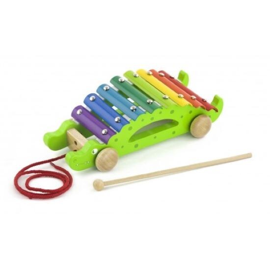 Toy Pull Along Crocodile Xylophone Instrument Suitable Age 18mths Plus
