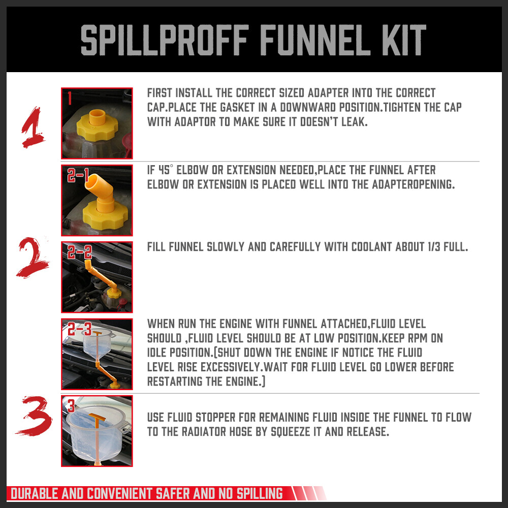 19x Car Radiator Coolant Funnel Vehicles Auto Antifreeze Bleeder Refill