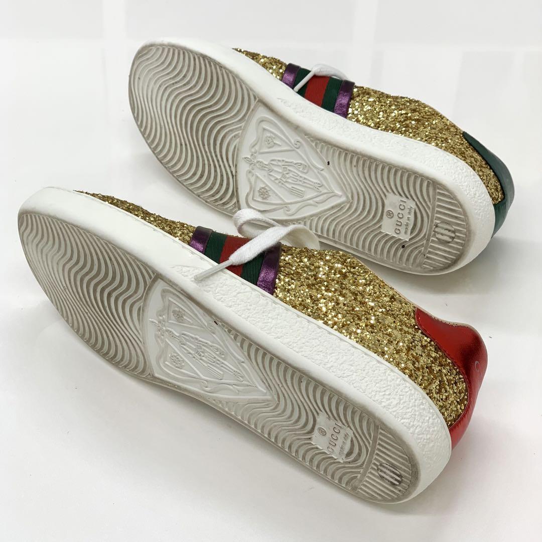 GUCCI グッチ ゴールド スニーカー グリッター　ラメ Women 6.0US Gucci Ace Glitter Sneakers Gold | eBay