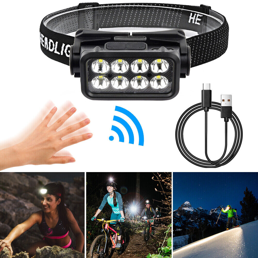 COB+LED Headlamp USB Rechargeable Headlight Work Light Bar Head Band Lamp NEW