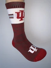INDIANA HOOSIERS NCAA COLLEGE LOGO FIRST STRING CREW LENGTH SOCKS LARGE MENS