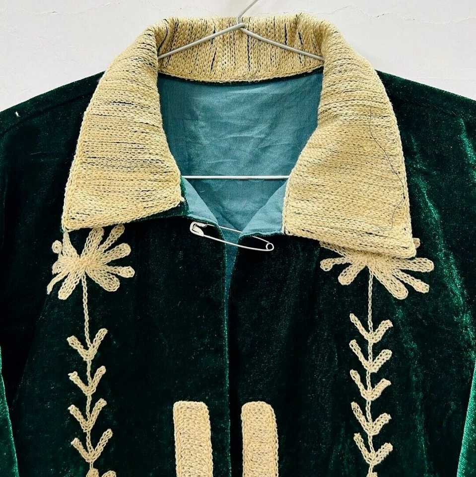 Chaqueta Suzani Terciopelo Verde Oscuro, Abrigo Largo Suzani, Vestido Festivo, Hecho a Mano Regalo Foto 3 de 4