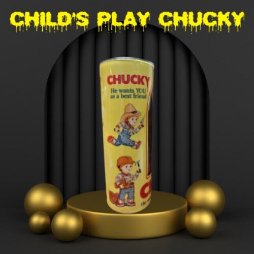 Childs Play Chucky 20oz Tumbler, bright yellow, Vacuum insulation - Picture 2 of 4