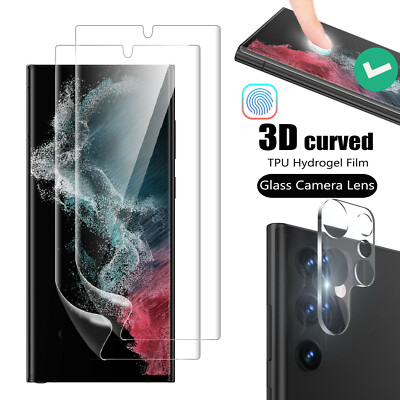 For Samsung Galaxy S22 Ultra/Plus 5G Hydrogel Full Screen Protector ,Lens Cover