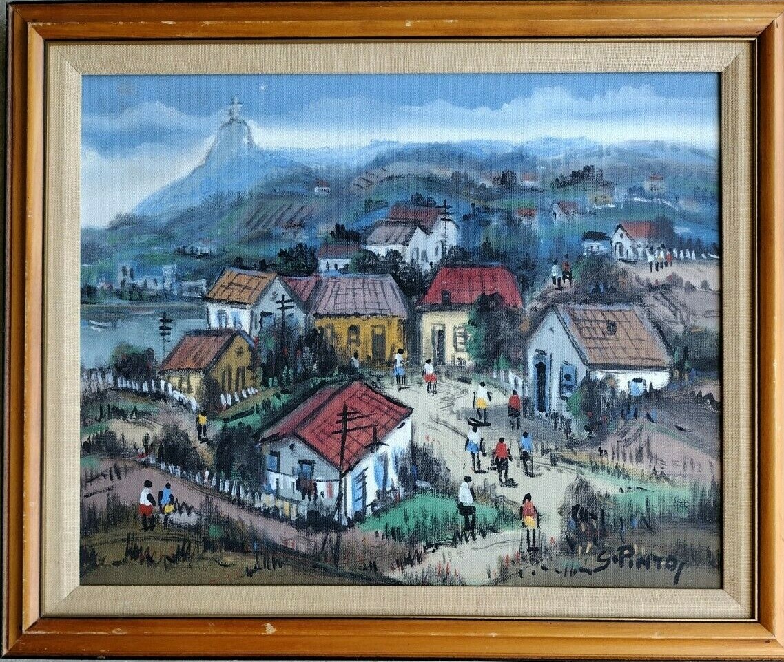 Silvio Pinto シルヴィオピント 「街並みと教会」ブラジル風景画 真作 s-l1200.jpg
