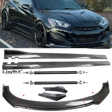 Carbon Fiber Front Bumper Lip Spoiler & Side Skirt For Hyundai Genesis Coupe