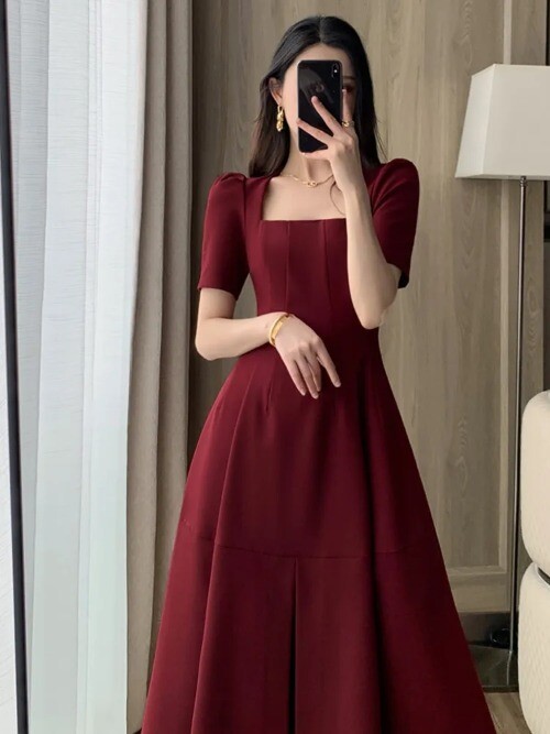 Fashion Short Sleeve Women Midi Dress For High Slip Female Prom Clothes  A-Line | eBay