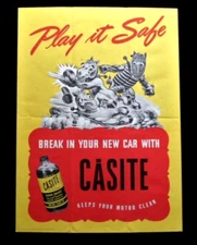 orig. /Rare!! 1950's CASITE SLUDGE SOLVENT *Baseball-Themed Poster* Hastings, MI