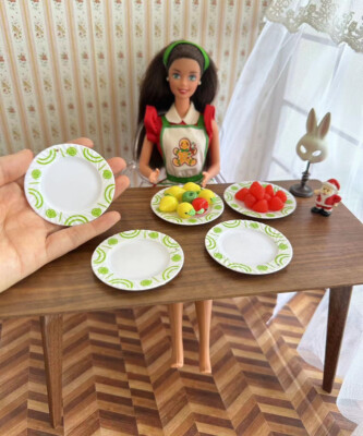25PC 1/6 Scale Dollhouse Miniatures Kitchen Food Fruit Plates Dish Set Accessory