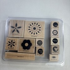 Stampin Up In the Spotlight Stamp Set 12 Hello Friend Flowers Dots Circle UNUSED