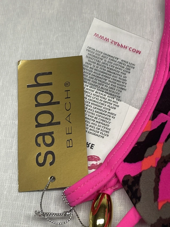 Sapph Damen Neu mit Etikett Bikini Oberteil Rosa Mehrfarbig Gepolstert Bügel Gr. 80B (36C) - Bild 2 von 4